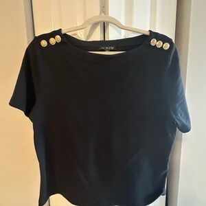 J. Crew Navy Top with Gold Button Accents